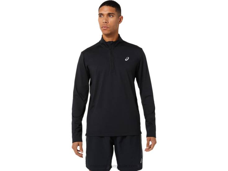 Asics media cremallera hombre rendimiento negro lista para usar - Image 1