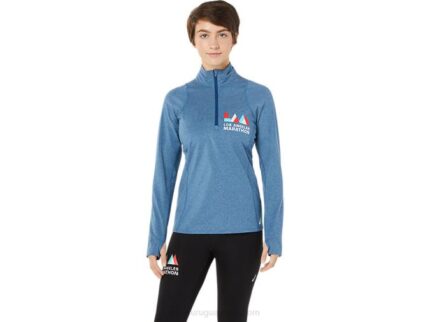 Asics media cremallera lam mujer brezo azul mako estilo moderno