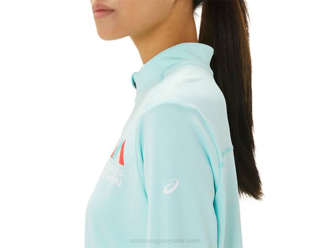 Asics media cremallera lista mujer azul claro azul francés estilo y comodidad - Image 4