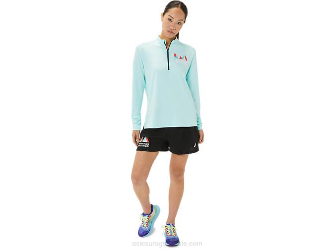Asics media cremallera lista mujer azul claro azul francés estilo y comodidad - Image 5