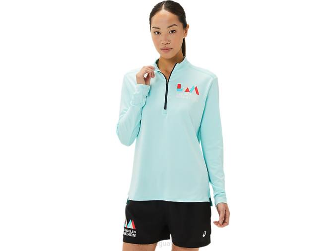Asics media cremallera lista mujer azul claro azul francés estilo y comodidad - Image 1