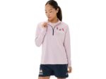 Asics media cremallera lista mujer rosa claro azul francés estilo y comodidad