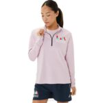 Asics media cremallera lista mujer rosa claro azul francés estilo y comodidad