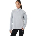 Asics media cremallera mujer thermopolis gris claro estilo moderno