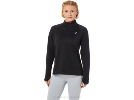Asics mujer rendimiento 1/4 zip thermopolis negro deportivo