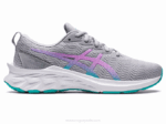 Asics NovaBlast 2 Escuela Primaria Gris Piedmont y Brillo Lavanda