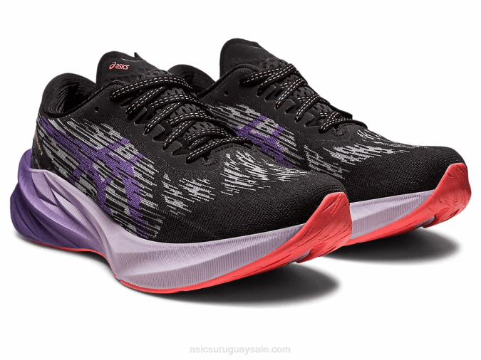 Asics Novablasto 3 Zapatillas Negro Púrpura Polvoriento Confort y Estilo - Image 2