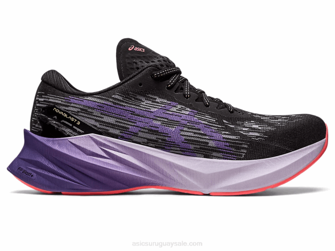 Asics Novablasto 3 Zapatillas Negro Púrpura Polvoriento Confort y Estilo - Image 1