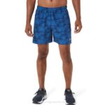 Asics pantalón corto 5 pulgadas azul tie-dye perforado para hombre