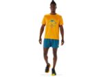 Asics pantalón corto logo fujitrail hombre verde azulado amarillo dorado - Image 4