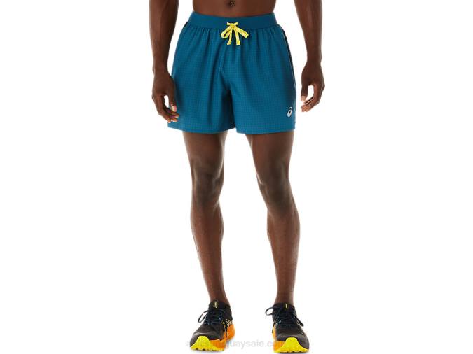 Asics pantalón corto logo fujitrail hombre verde azulado amarillo dorado - Image 1