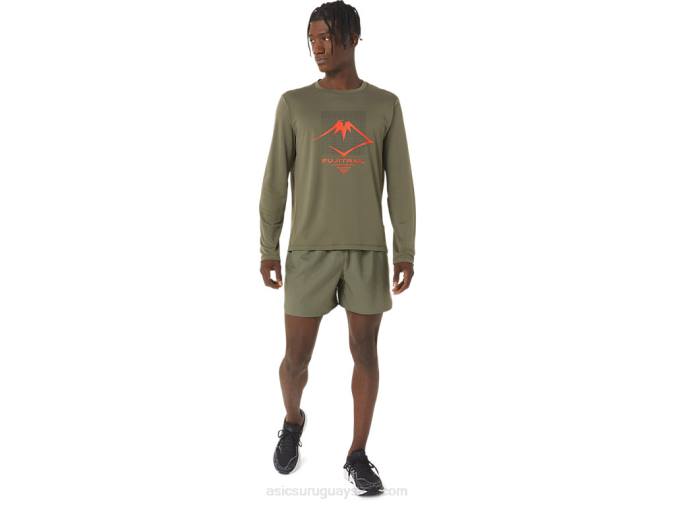 Asics pantalón corto logo Fujitrail hombre verde estilo y confort - Image 4