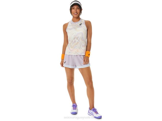 Asics pantalón corto mujer violeta oscuro naranja pop estilo deportivo - Image 4