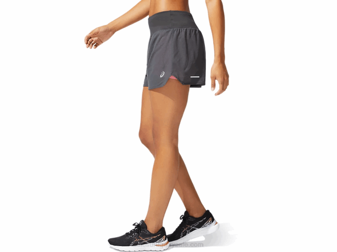 Asics Pantalón Corto Ventilado 2 en 1 Mujer Gris Melocotón - Image 3