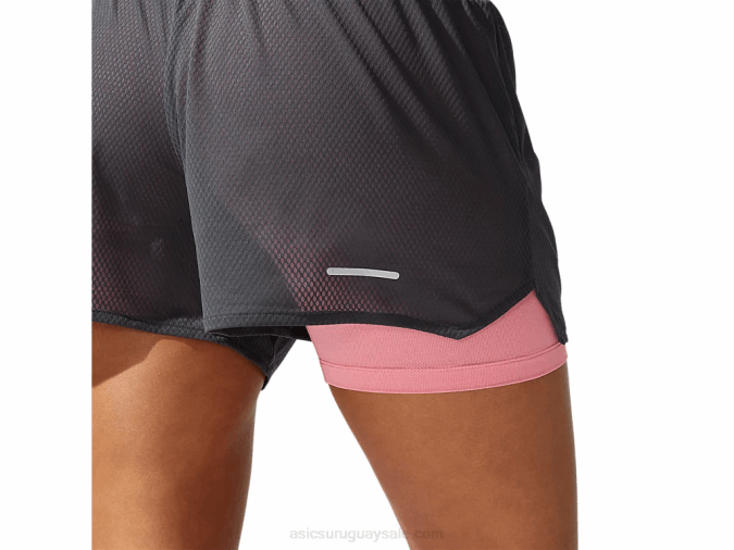 Asics Pantalón Corto Ventilado 2 en 1 Mujer Gris Melocotón - Image 5