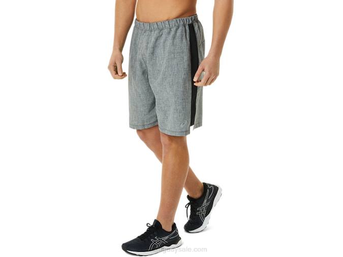 Asics pantalones cortos 9 pulgadas jaspeado gris oscuro negro listos para usar - Image 3