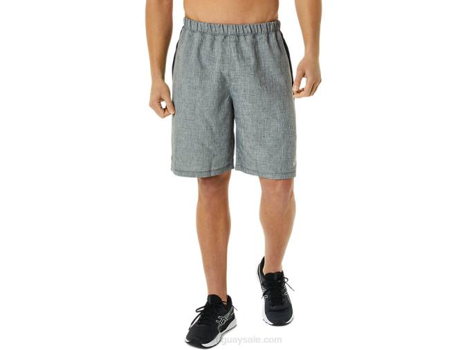 Asics pantalones cortos 9 pulgadas jaspeado gris oscuro negro listos para usar - Image 1