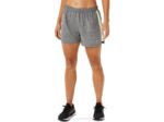 Asics pantalones cortos de 3 pulgadas mujer gris oscuro amarillo estilo deportivo