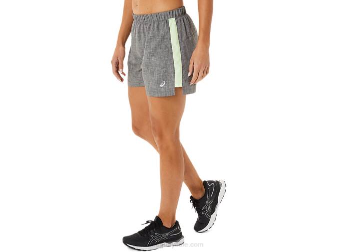 Asics pantalones cortos de 3 pulgadas mujer gris oscuro amarillo estilo deportivo - Image 3