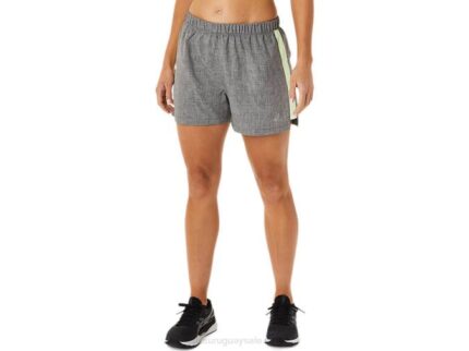 Asics pantalones cortos de 3 pulgadas mujer gris oscuro amarillo estilo deportivo