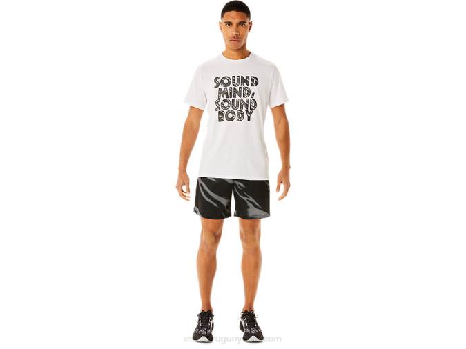 Asics pantalones cortos de hombre estampado completo negro gris rendimiento - Image 4