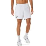 Asics pantalones cortos hombre 7 brillante blanco estilo deportivo