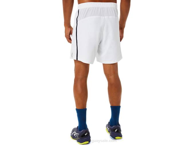 Asics partido masculino 7 en corto blanco brillante estilo y confort - Image 2