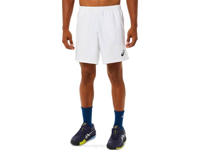 Asics partido masculino 7 en corto blanco brillante estilo y confort - Image 1