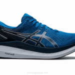 Asics paseo en planeador azul renacido y negro estilo moderno