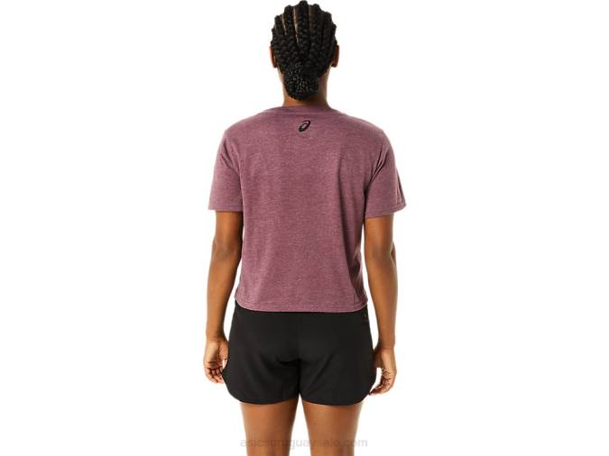 Asics playera boxy de rayas mujer color brezo profundo - Image 2