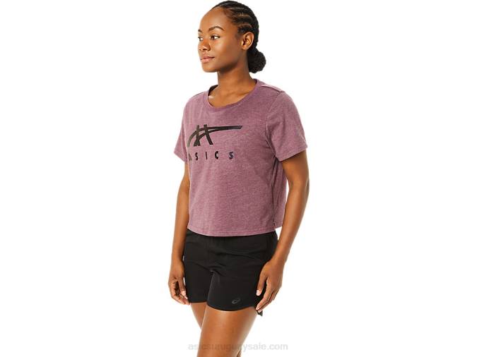 Asics playera boxy de rayas mujer color brezo profundo - Image 3
