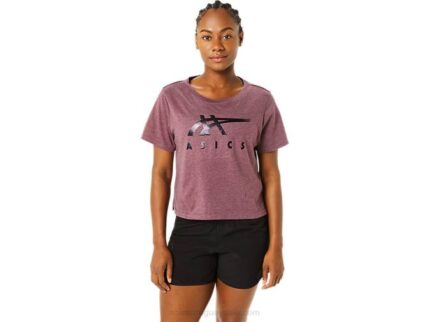 Asics playera boxy de rayas mujer color brezo profundo