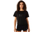 Asics playera boxy de rayas negra para mujer estilo moderno