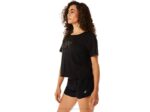 Asics playera boxy de rayas negra para mujer estilo moderno - Image 3