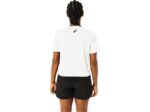 Asics playera boxy rayas cortas mujer blanco brillante estilo moderno - Image 2