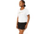 Asics playera boxy rayas cortas mujer blanco brillante estilo moderno - Image 3