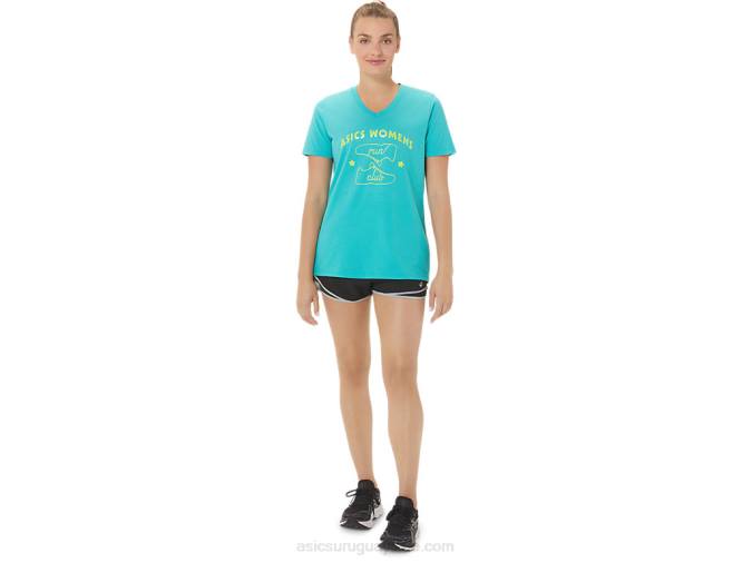 Asics playera con cuello en V mujer run club cristal marino 2023 - Image 5