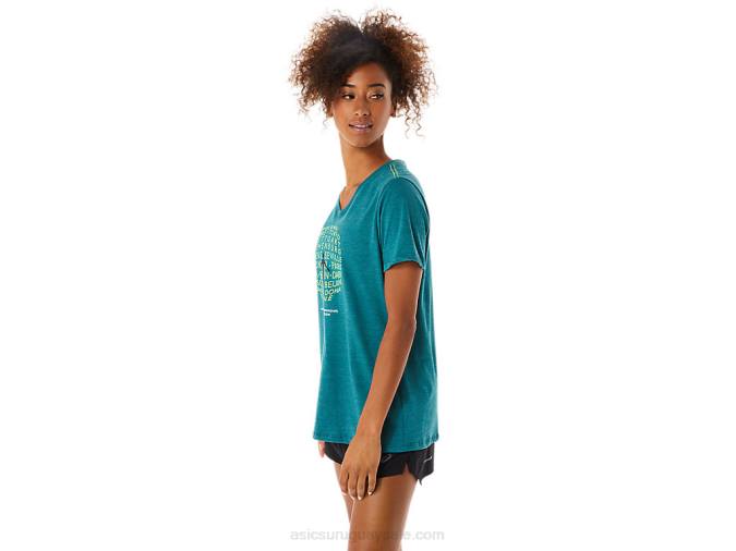 Asics playera con cuello en V mujer terciopelo brezo de pino - Image 3