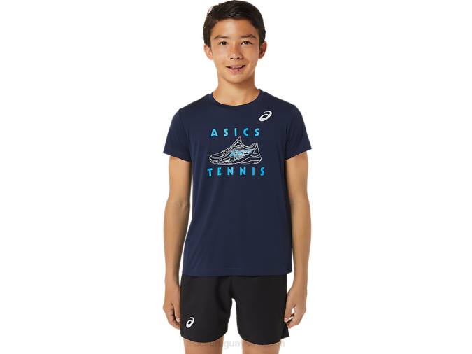 Asics playera corta gráfica tenis niños medianoche diversión activa - Image 1