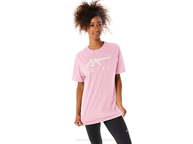 Asics playera corta rayas sal rosa estilo moderno - Image 1