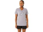 Asics playera de manga corta cuello en v flor de cerezo lavanda gris brezo