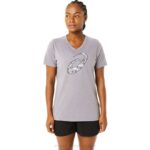 Asics playera de manga corta cuello en v flor de cerezo lavanda gris brezo
