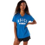 Asics playera de manga corta mujer cuello en v color lago 1977