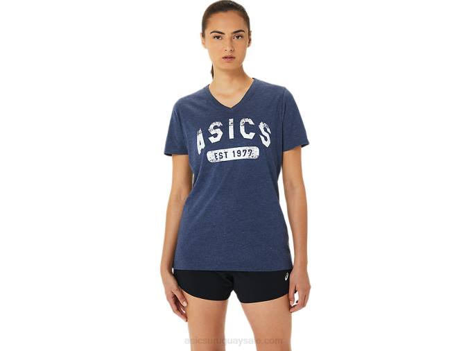 Asics playera de manga corta mujer cuello v brezo estilo 1977 - Image 1