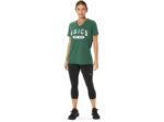 Asics playera de manga corta mujer cuello v verde cazador 1977 - Image 4