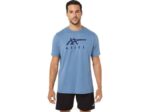 Asics playera de manga corta rayas azul tormenta estilo moderno