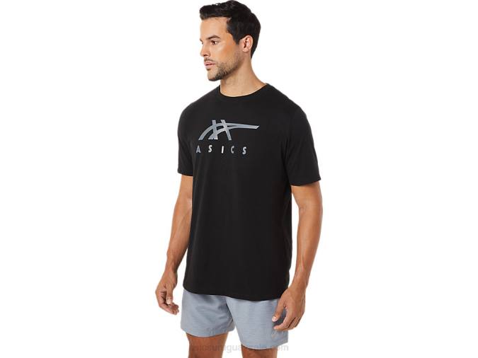 Asics playera de manga corta rayas rendimiento negra - Image 4