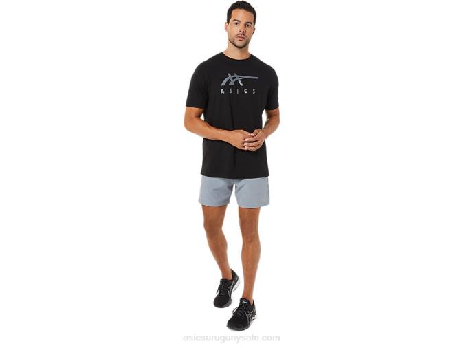 Asics playera de manga corta rayas rendimiento negra - Image 9