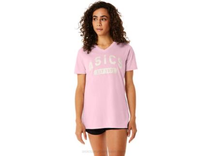 Asics playera de mujer sal rosa cuello v estilo 1977