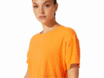 Asics playera recortada mujer jacquard durazno sol con logo - Image 2